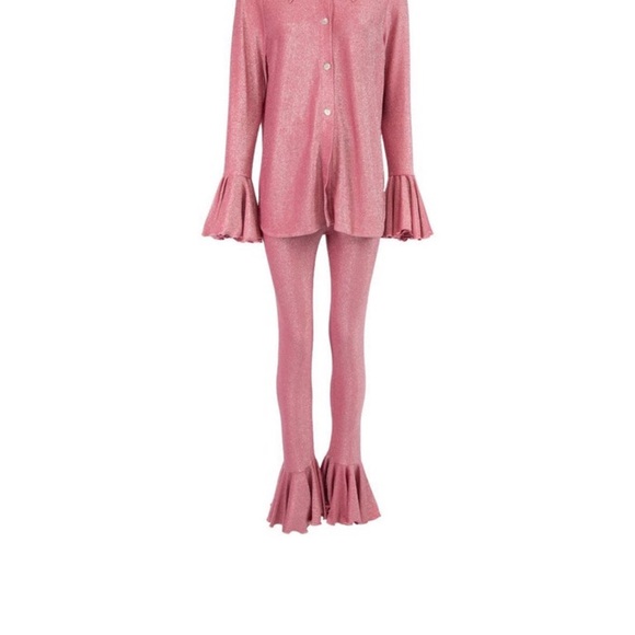 Sleeper Cosmos Lurex Sparkle Lounge Suit with Pants in pink size medium - Picture 2 of 4